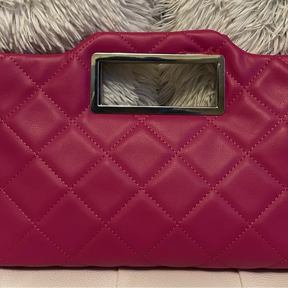 INC Judith Handle Clutch With Diamond Quilt Pattern- Pink Med. NWTđź©· - Picture 3 of 3